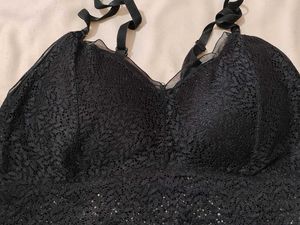 Black Padded Lace Bralette Top