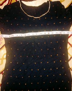 Polka Printed Black Kurta