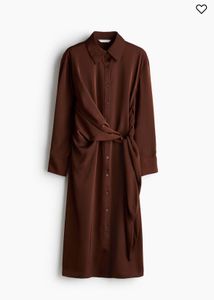 Chic Brown Shirt Dress with Tie Waist