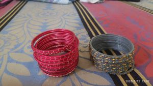 Set of Red and Grey Bangles