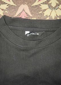 Ribbed Black Mock Neck Top