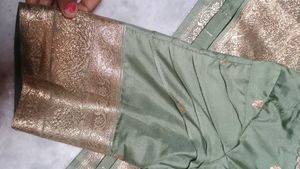 Elegant Olive Green Blouse with Golden Work dupatt