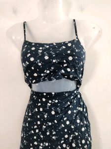 Navy Blue Printed Wrap Dress ( Women)