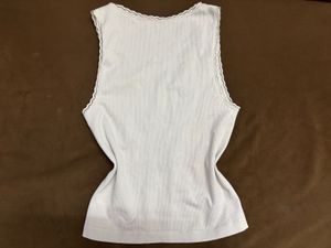 White Ribbed Lace Trim Camisole Top