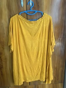 Mustard V-Neck T-Shirt  Floral Print-56/58 euro