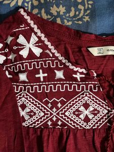 Burgundy Printed Top