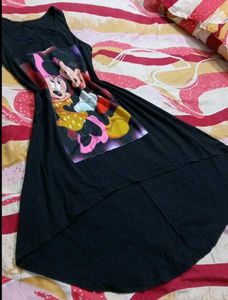 Minnie Mouse Graphic Print Black Dress