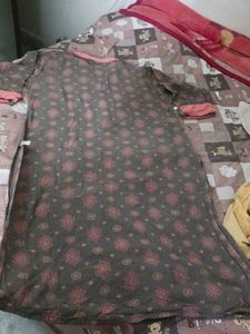 Stylish Grey Kurta with orange Print