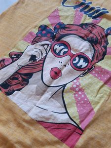 Yellow Graphic Print "Chill Out" T-Shirt