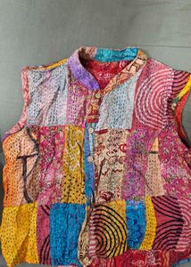 Reversible Kantha Quilted Colorful Top