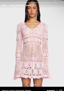 Pink Crochet Mini Dress