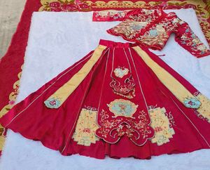 Traditional Red Embroidered skirt and jacket set