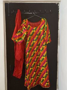 Vibrant Phulkari Kurta Set