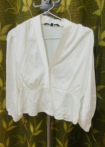 Chic White V-Neck Blouse