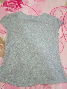 Sparkly Grey Short Sleeve Top
