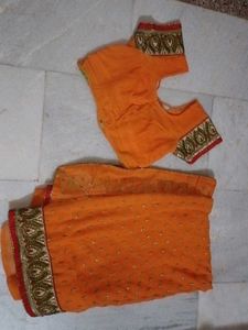 Orange Embroidered Saree 🧡