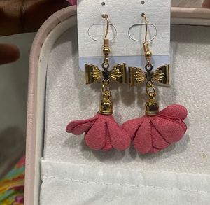 Bow Flower Tassel Drop Earrings