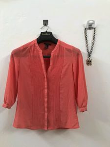Forever 21 Orange Sheer Blouse
