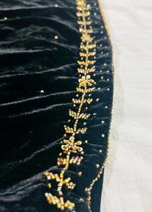 Elegant Handwork Black Velvet Kurta Set with Organ