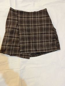 Checkered Brown Mini Skirt
