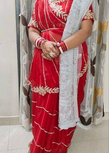 Red Jimmy Choo Embroidered Saree