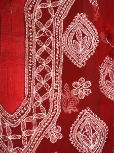 Stunning Red Embroidered Kurta