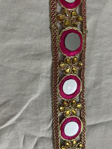 Embellished Lace Pink border