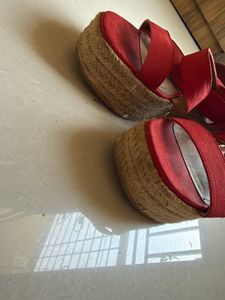 H&amp;M Red Espadrille Wedge Sandals