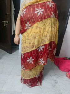 Beautiful Red Nd Golden Saree