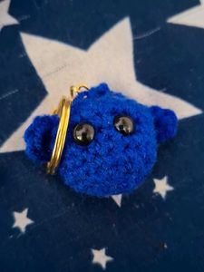 Handmade Blue Crochet Keychain