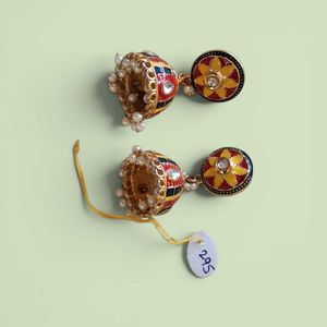 Vibrant Jhumka Earrings with Pearls
