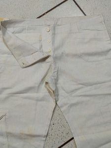 Cargo Style Capri Off White Color