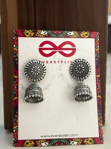 Everstylish Oxidized Silver Jhumka Earrings