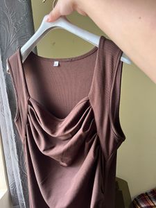 Chic Brown Ruched Maxi Dress