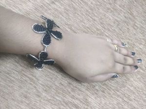 Black Beaded Clover Bracelet