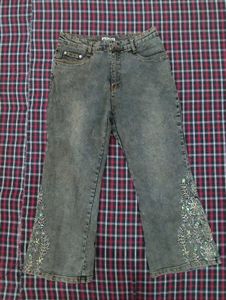 Whimsical Embellished Flared Jeans