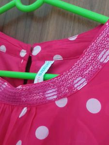 Girls' Pink Polka Dot High-Low Dress