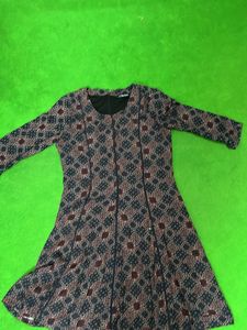 Blue Patterned Midi Dress