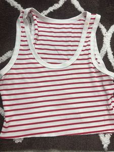Red & White Striped Tank Top