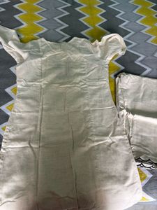 Cream Kurta Set with Black Embroidery