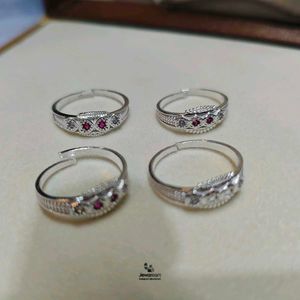Elegant Pure Silver Toe Rings one pair