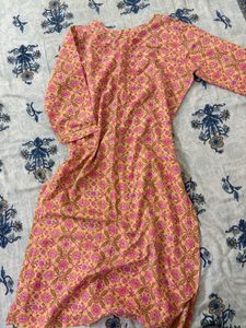 Elegant Peach Floral Kurta