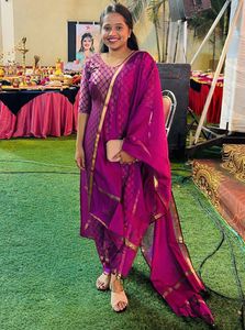 Elegant Purple Banarasi Kurta Set