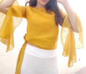 Stylish Yellow Bell Sleeve Top for Women &amp; Girls