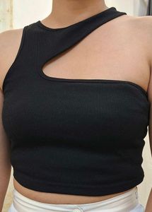 Stylish Cut-Out Ribbed Crop Top