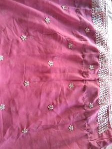 Pink Georgette Saree with Sequins Border