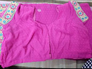 Elegant Magenta Embroidered Saree with Blouse