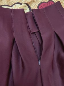 Burgundy Pleated Mini Skirt