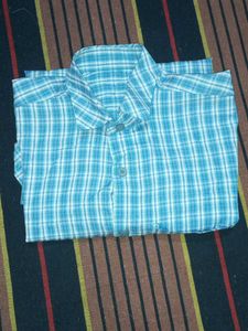 Blue and White Checked Casual Shirt for Men - Size