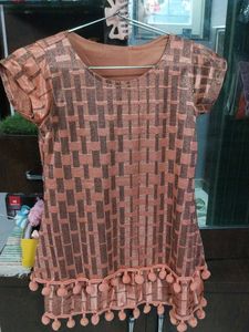 Pink Geometric Print top with Tassels